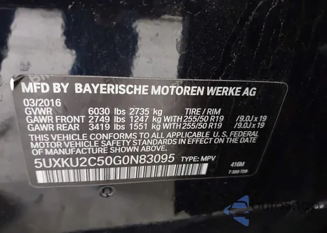 2016 BMW X6 xDrive35I z USA, uszkodzony, nr VIN 5UXKU2C50G0N83095